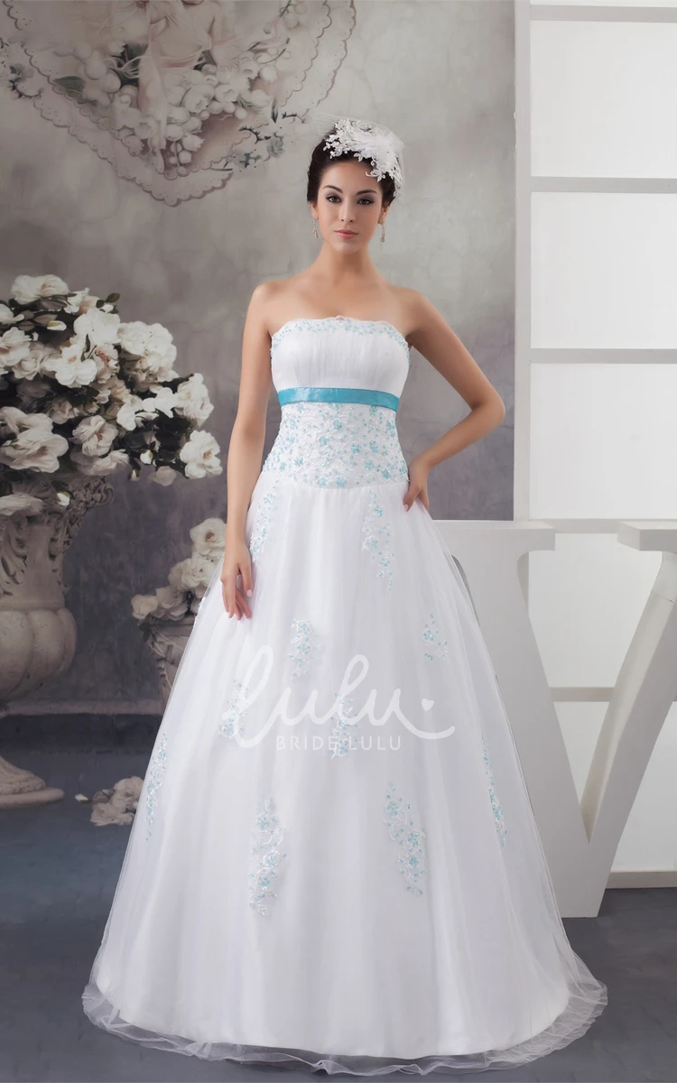 Lace Applique Tulle Strapless Wedding Dress with Bolero A-Line and Classy