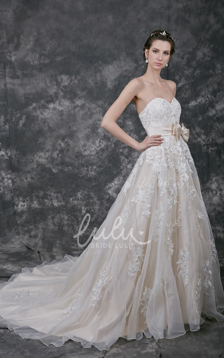 A-line Organza Wedding Dress with Appliques Wedding Dress Simple Elegant