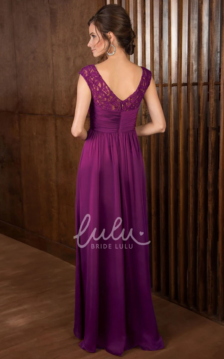 Cap-Sleeved A-Line Mother Of The Bride Dress with V-Back Elegant Formal Dress 2024