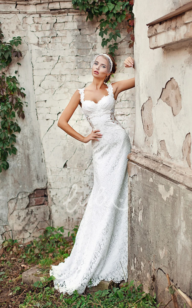Lace Sheath Dress with Straps & Corset Back Wedding Dress