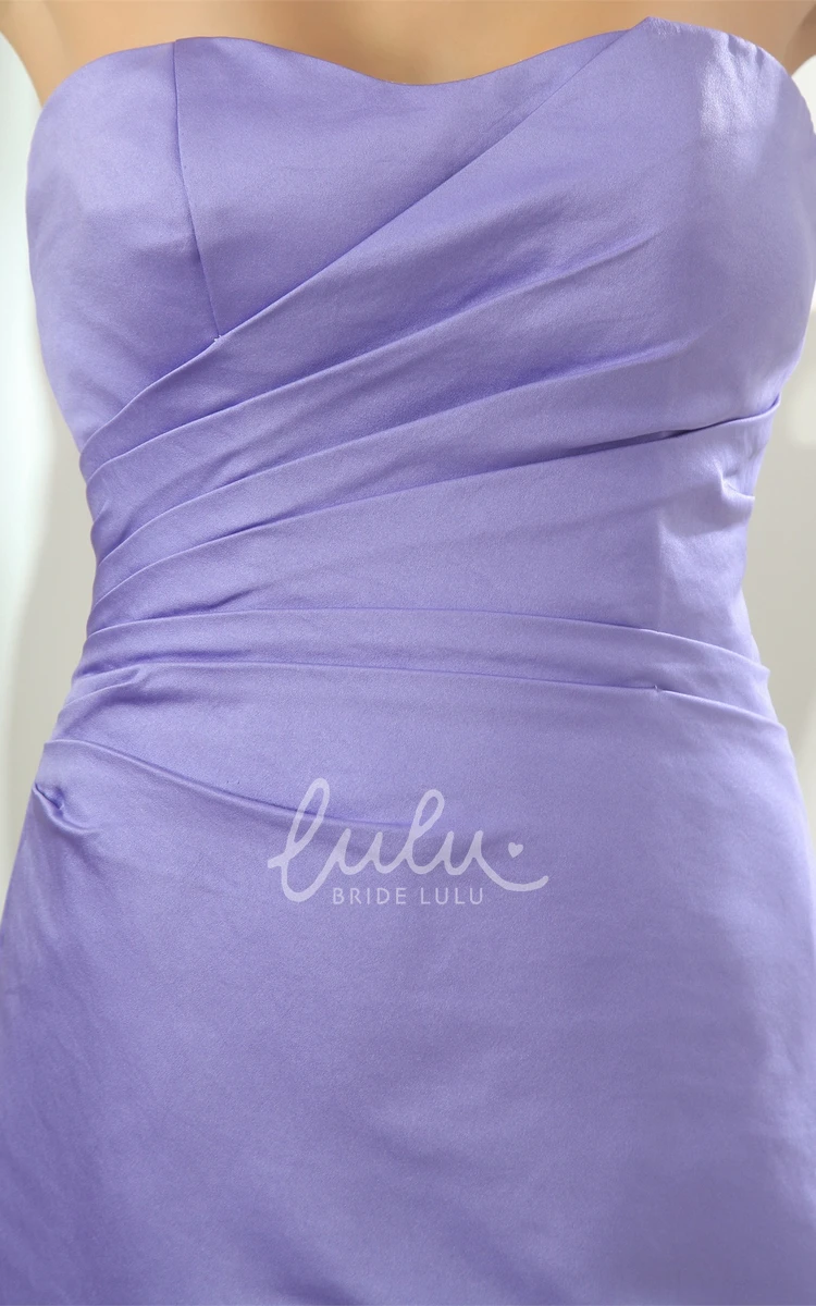 Strapless Satin Mermaid Bridesmaid Dress with Ruching Simple & Elegant