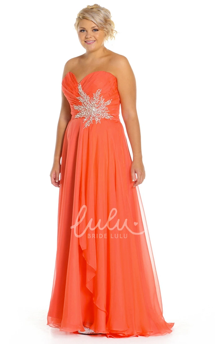 Criss-Cross A-Line Sweetheart Chiffon Prom Dress with Draping and Appliques Long