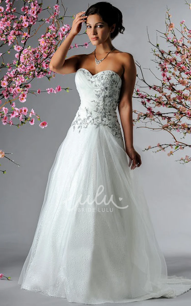 Tulle Bridal Gown with Crystal Details and Sweetheart Applique Top