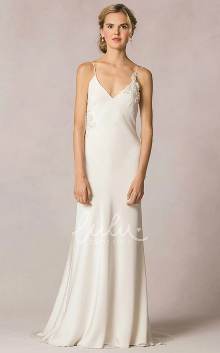 Spaghetti Strap Sheath Wedding Dress with Floor-Length