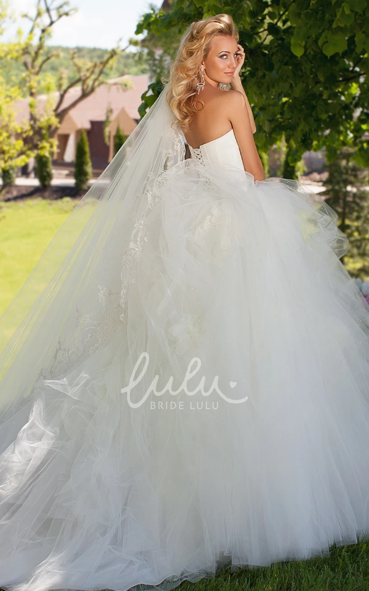 Sweetheart Beaded Tulle Floor-Length Wedding Dress with Ruffles Bridesmaid Dress 2024