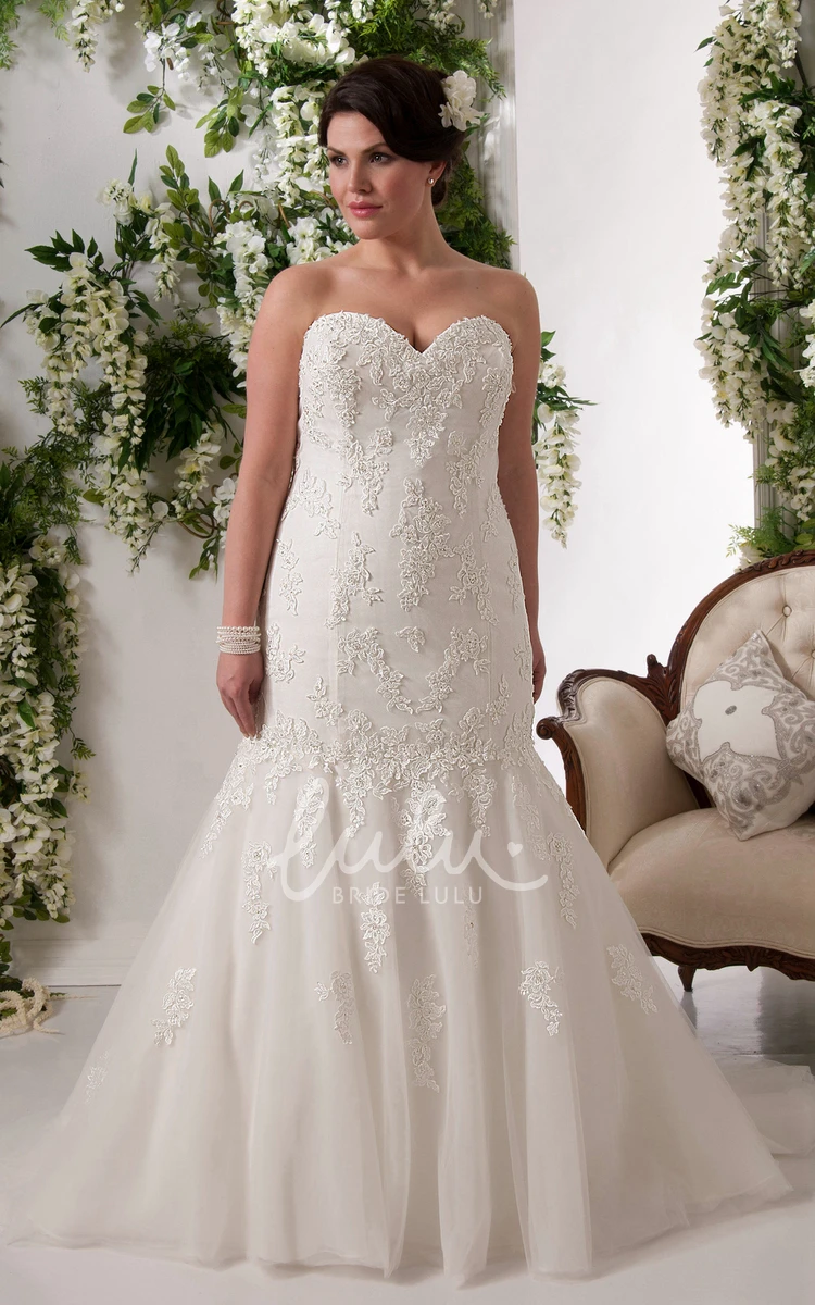 Lace Mermaid Wedding Dress with Sweetheart Neckline and Brush Train