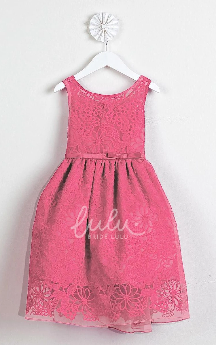 Organza & Satin Embroidered Tea-Length Flower Girl Dress Classy and Chic