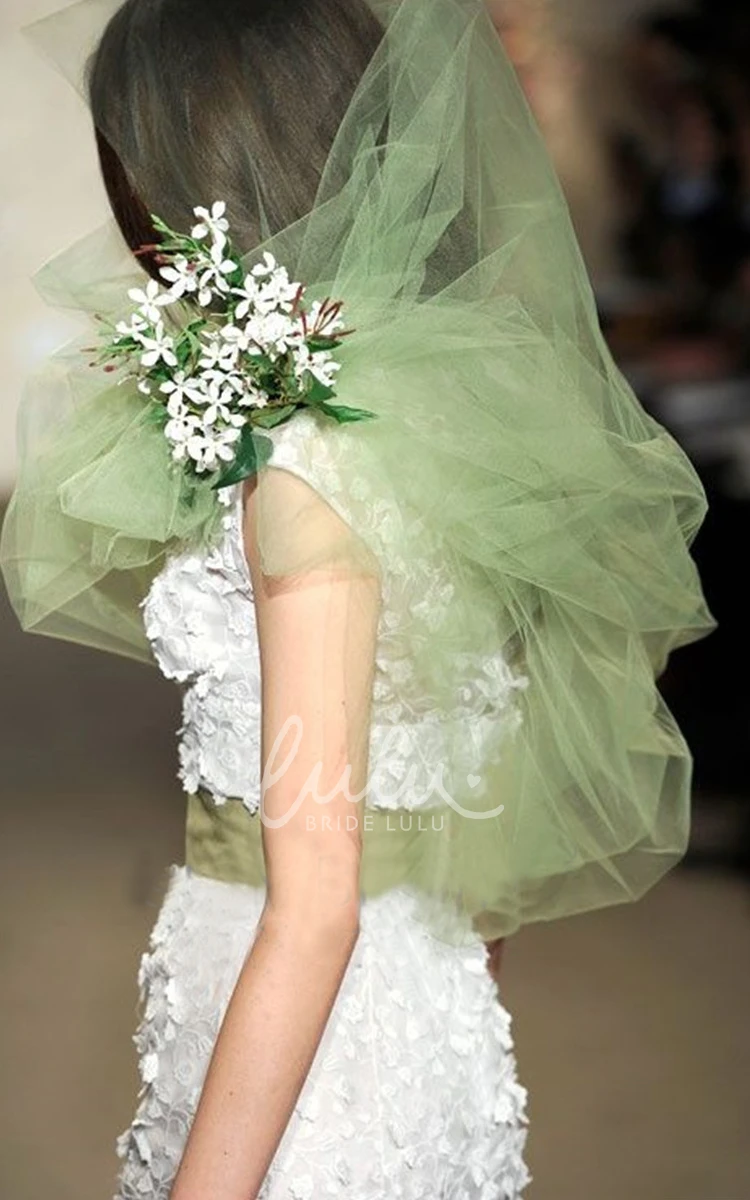 Light Green Bridal Veil Simple Tulle Design