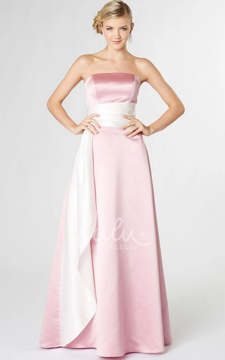 Satin Strapless Bridesmaid Dress with Draping and Corset Back Classy Bridesmaid Dress