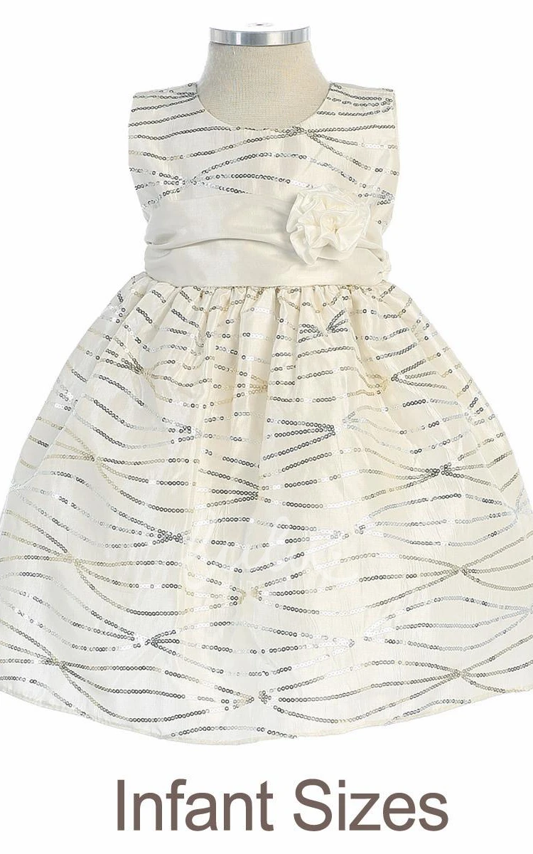 Tea-Length Sequins&Taffeta Flower Girl Dress Elegant Style