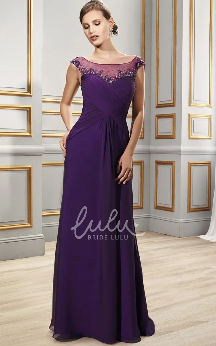 Criss-Cross Chiffon Cap Sleeve Bridesmaid Dress