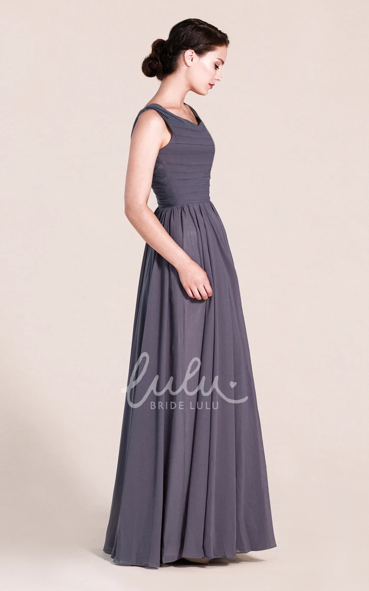 Sleeveless A-line Ruched Bridesmaid Dress with Scoop Neck