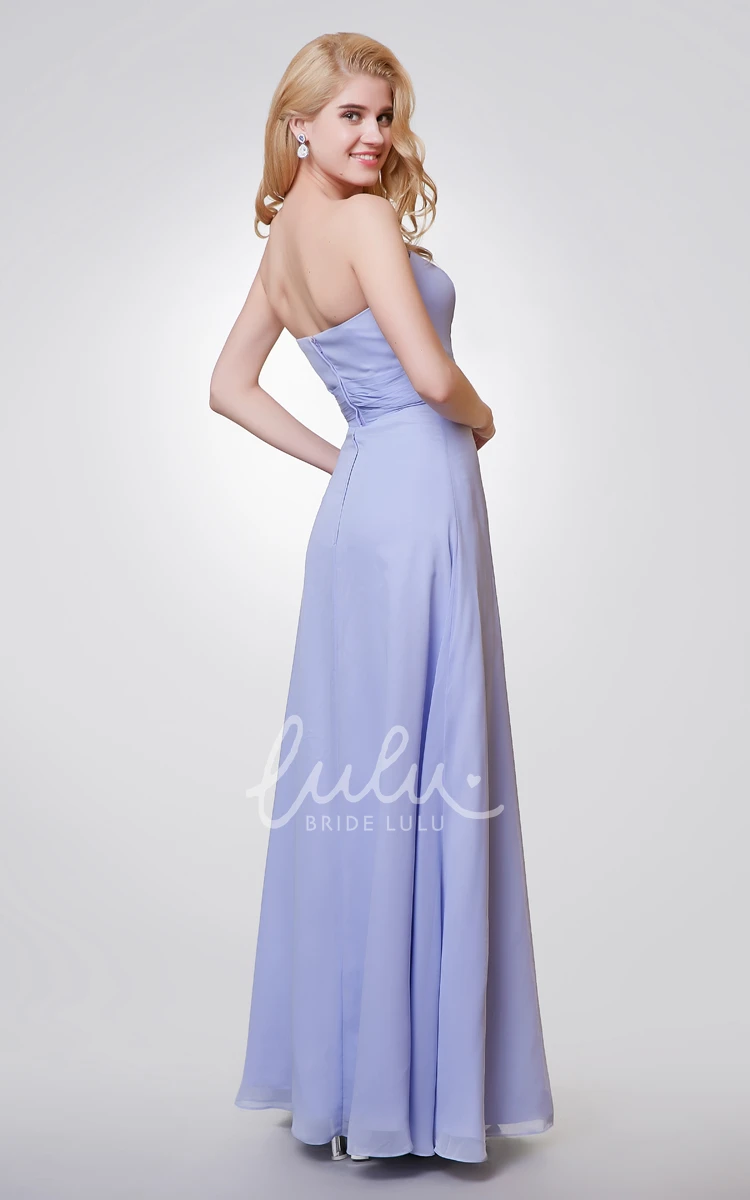 Backless Sweetheart A-line Long Dress with Bow and Elegant Chiffon