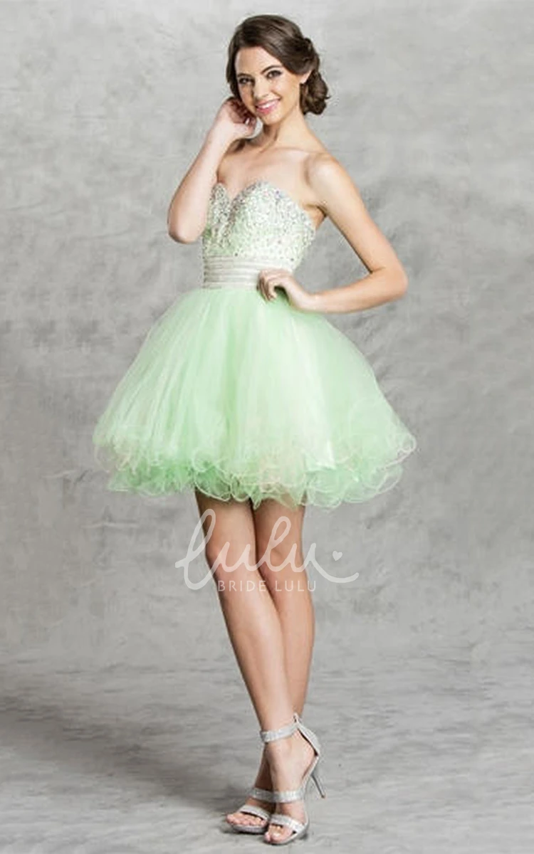 Sweetheart Ruffle Beaded A-Line Formal Dress