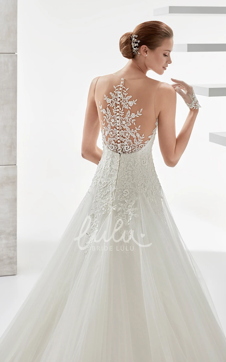 Illusive Floral Back A-line Wedding Dress