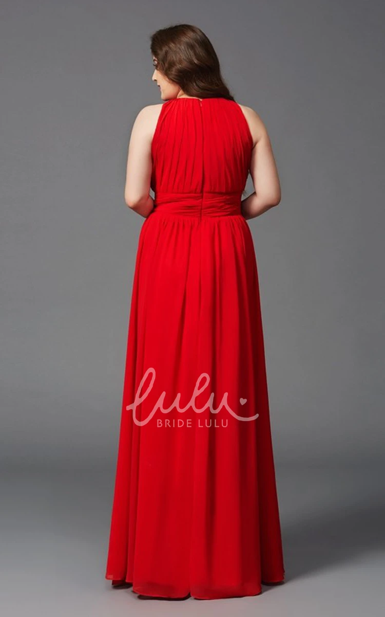 Sleeveless A-line Chiffon Formal Dress with Jewel Neckline