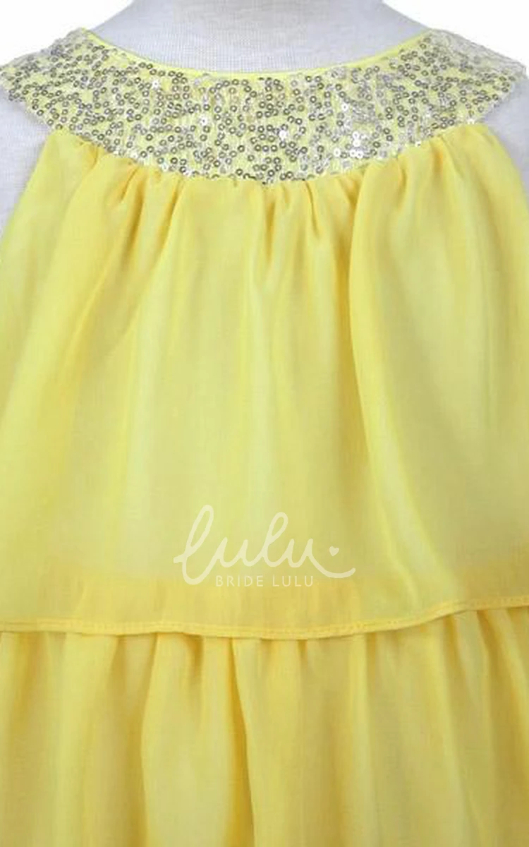 Embroidered Chiffon & Sequin Flower Girl Dress Flowy Dress for Weddings