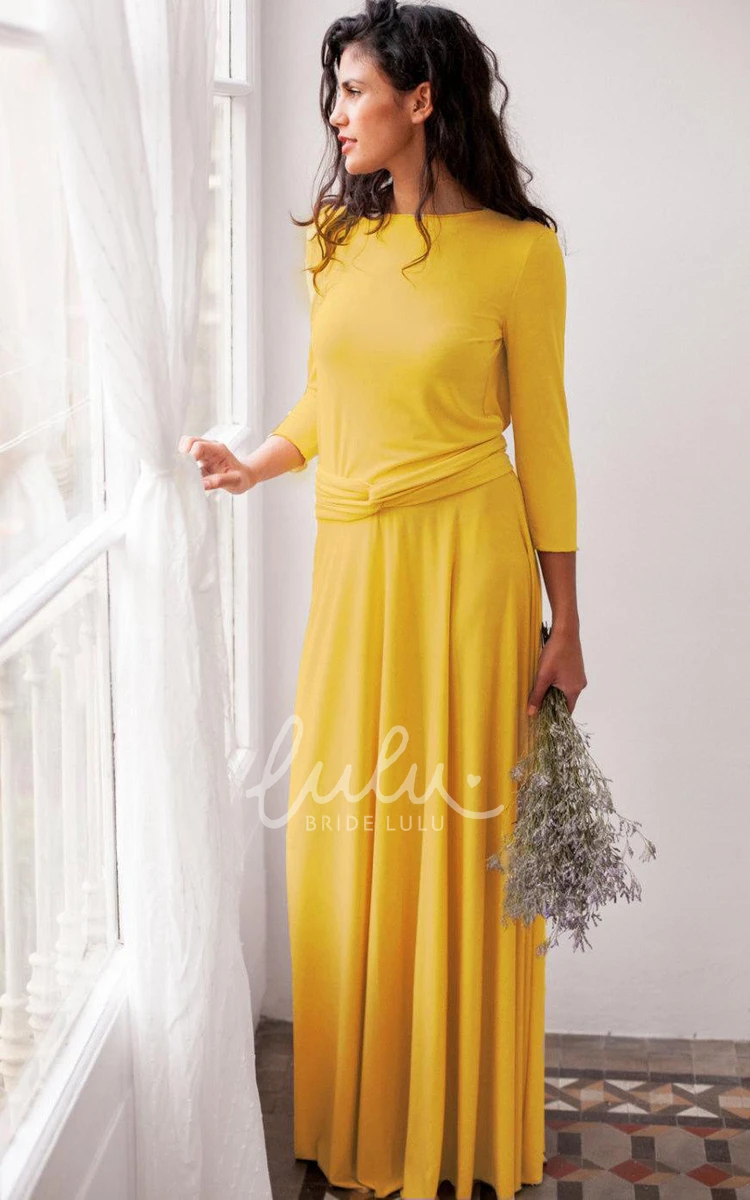 Long Sleeve Jersey and Satin Maxi Dress Perfect for Formal Occasions