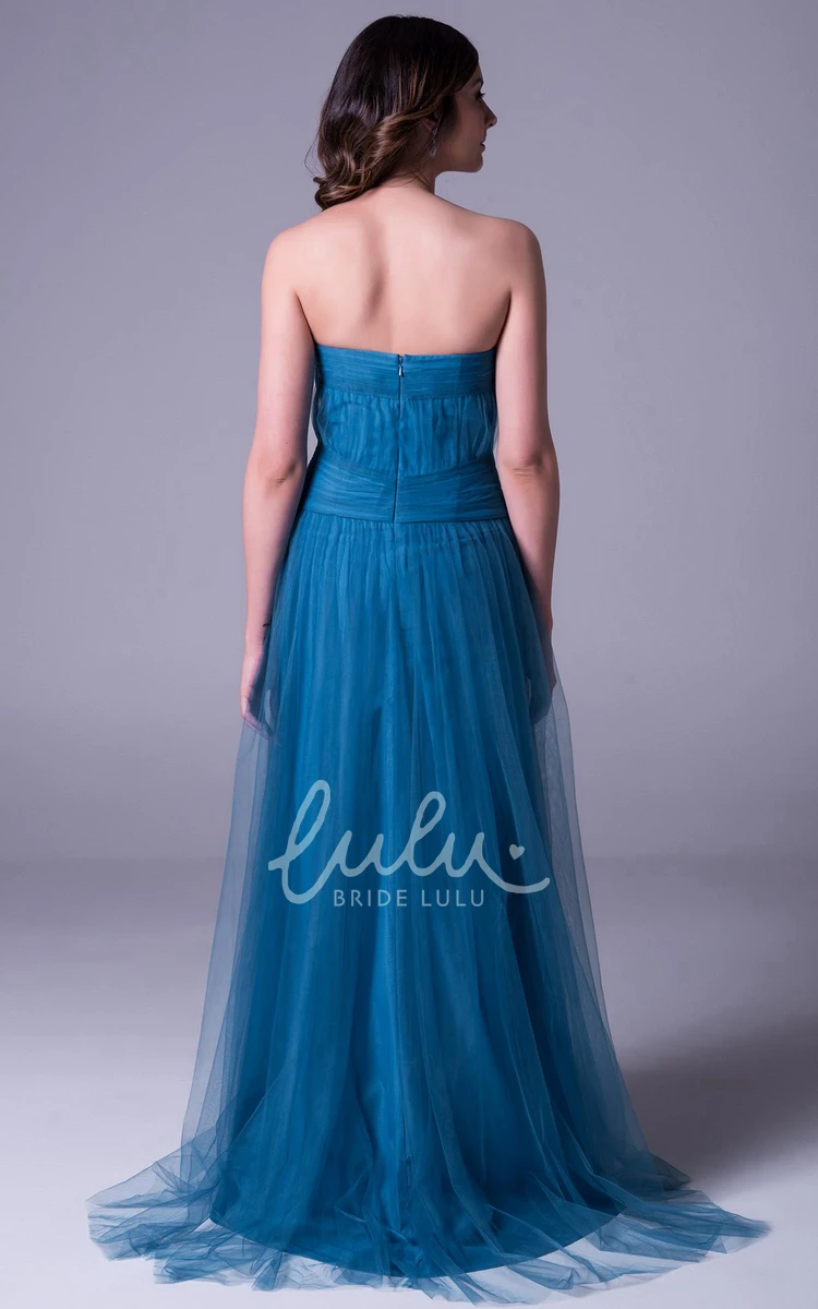 Ruched Tulle Strapless Bridesmaid Dress with Zipper Elegant Bridesmaid Dress