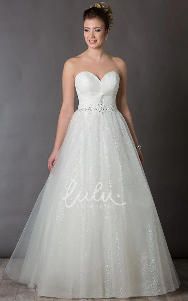 Crystal Waist Ball Gown Wedding Dress with Sweetheart Neckline and Tulle Skirt