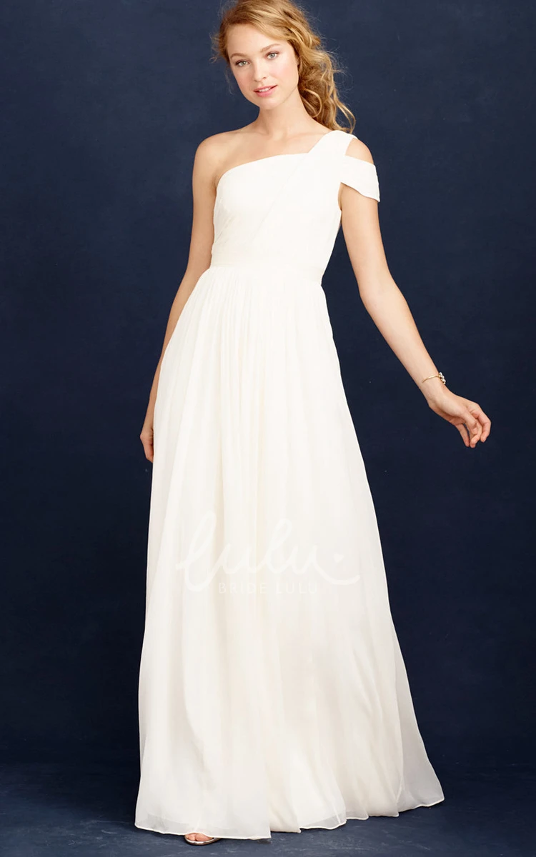 Chiffon One-Shoulder Ruched Wedding Dress Elegant & Flowy