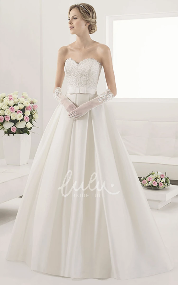 Lace Bodice Taffeta Ball Gown with Sweetheart Neckline and Belt