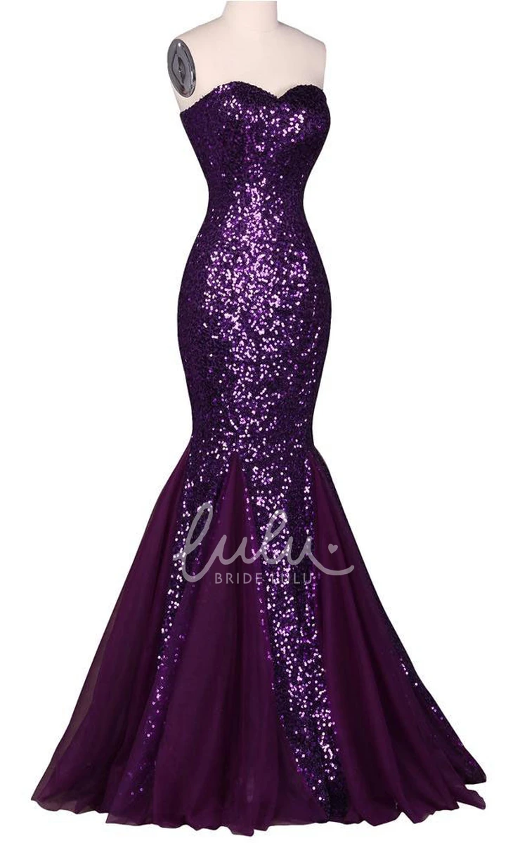 Sleeveless Sequin Dress Sweetheart Lace-Up Back Prom Dress