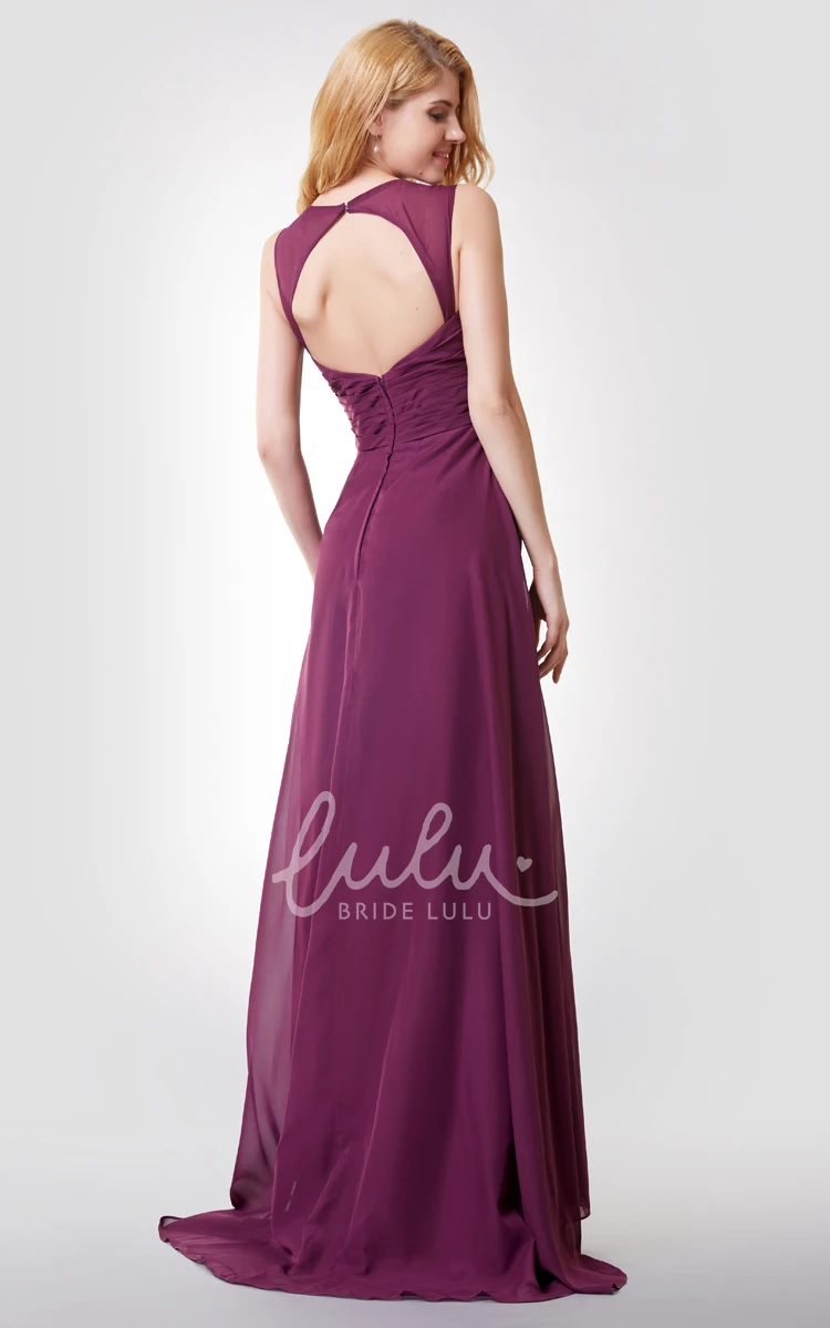 Empire Long Bridesmaid Dress with Queen Anne Neckline Classy Dress for Bridesmaid