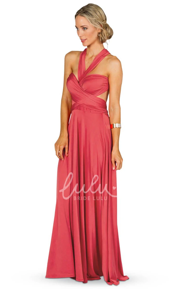 A-Line Chiffon Bridesmaid Dress with Bow Sleeveless Floor-Length Pleated