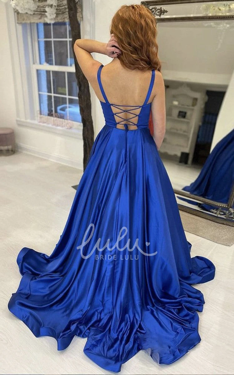 Sleeveless Satin A-Line Prom Dress with Ruching Modern & Elegant Prom Dress