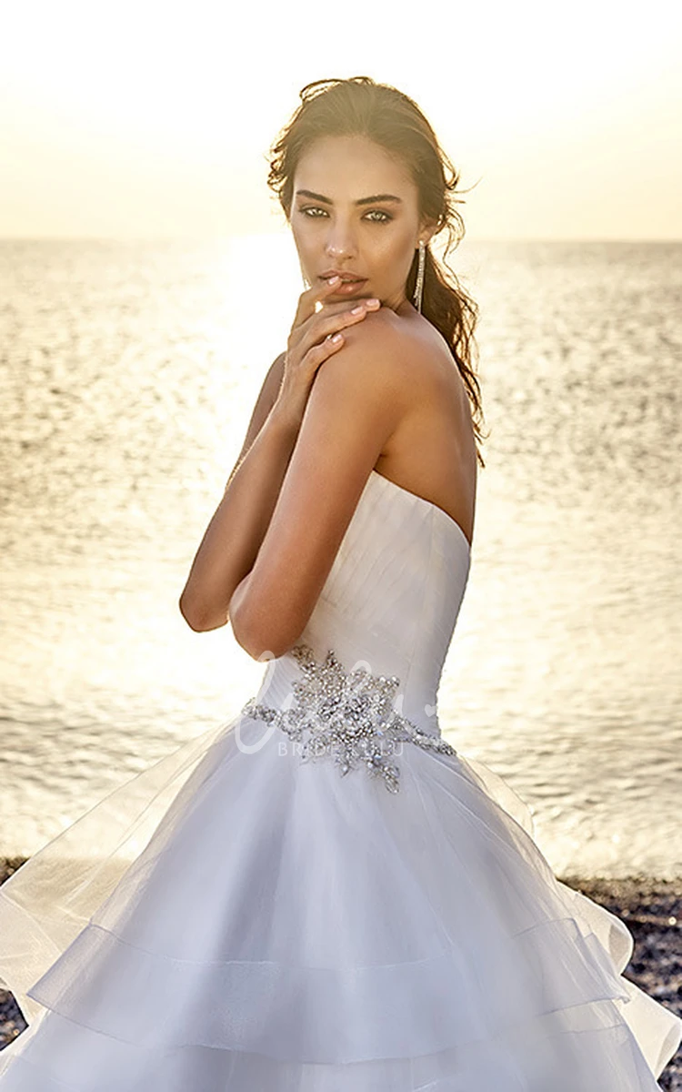 Tulle Sweetheart Wedding Dress with Criss Cross and Tiers Ball Gown Style