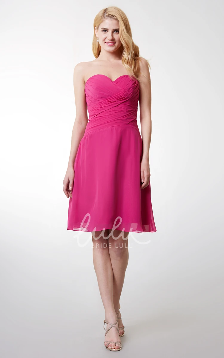 Ruched Sweetheart Chiffon Dress with Backless Short Bridesmaid Dress