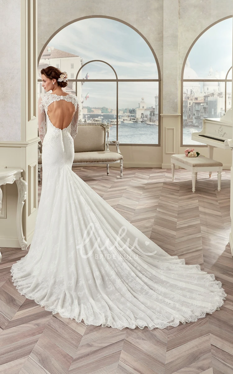 Lace Sweetheart Sheath Wedding Dress with Court Train Elegant and Unique