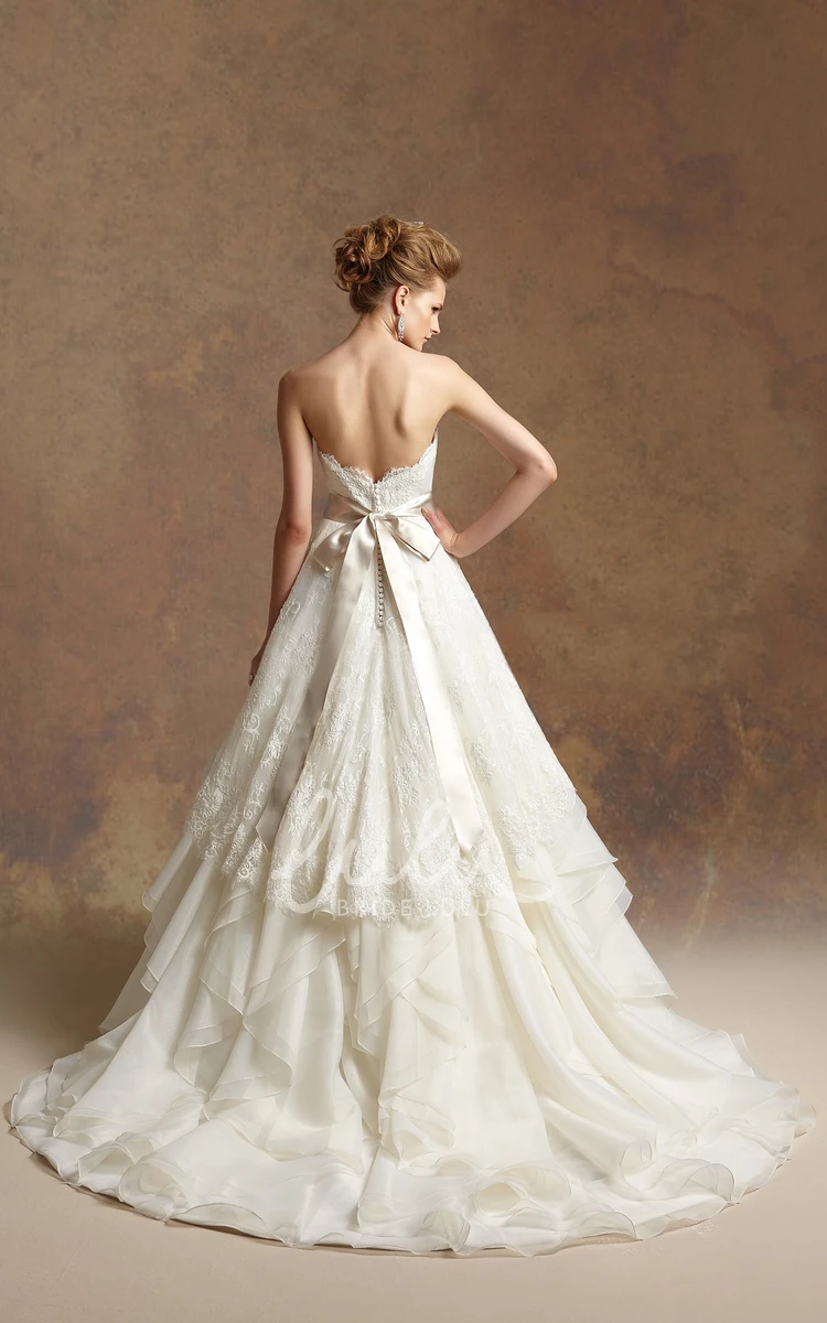 Bow Applique Sweetheart A-Line Wedding Dress