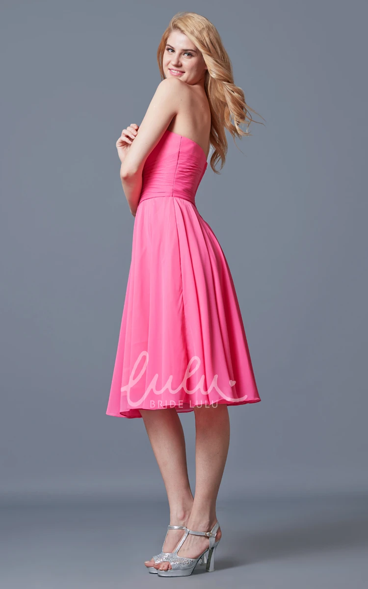 Vibrant Backless Pleated Knee-length Chiffon Bridesmaid Dress