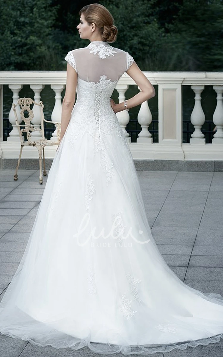 Strapless Tulle Wedding Dress A-Line Appliqued Sleeveless Floor-Length