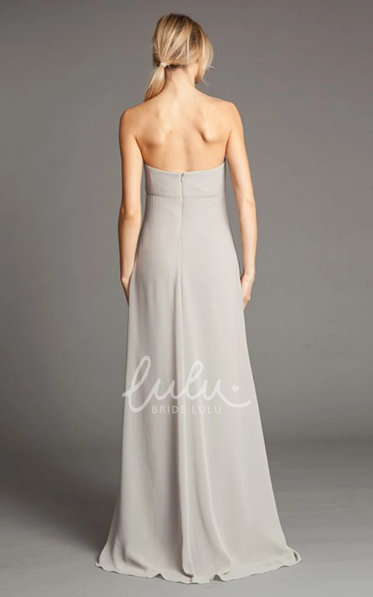 Chiffon Bridesmaid Dress with Draping and Straps One-Shoulder Sleeveless Style