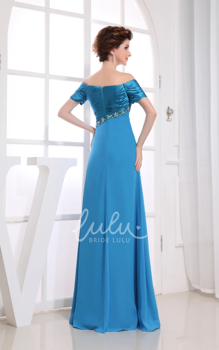 Beaded Off-The-Shoulder Maxi Formal Chiffon Dress