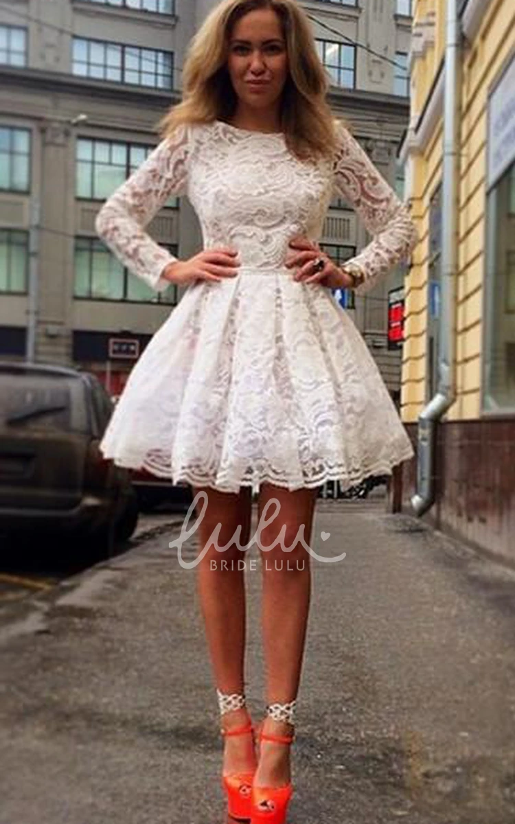 Lace Short Sleeve Elegant Homecoming Dress