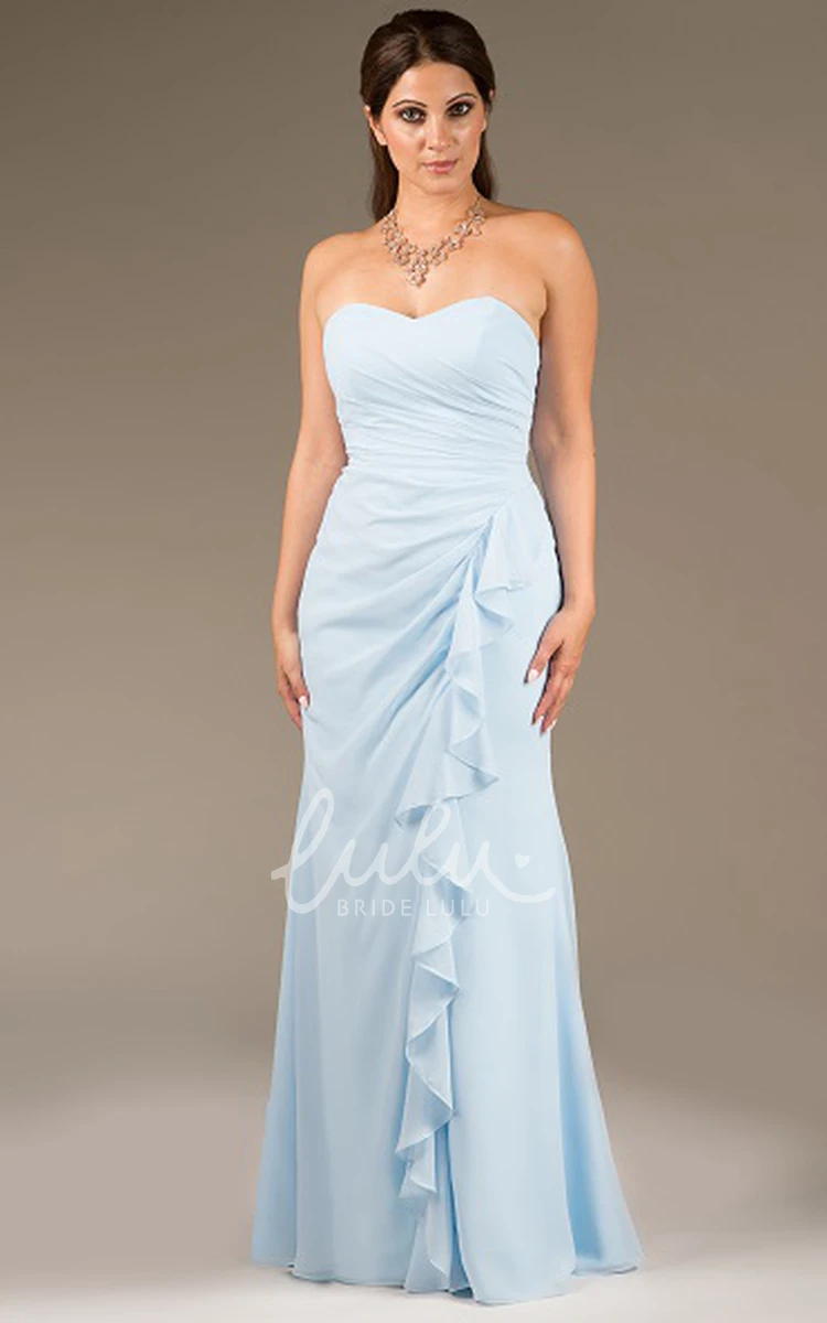 Chiffon Ruffled Sweetheart Sheath Bridesmaid Dress