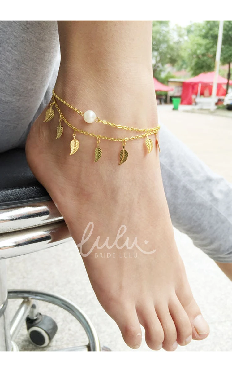 Fringed Pearl Anklet for Ladies in Western Style Prom Dress