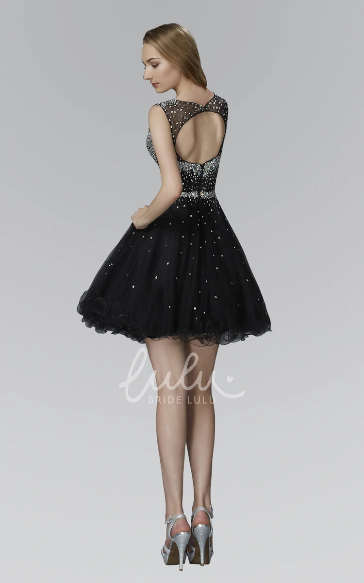 Keyhole Scoop-Neck A-Line Dress with Beading Prom Dress