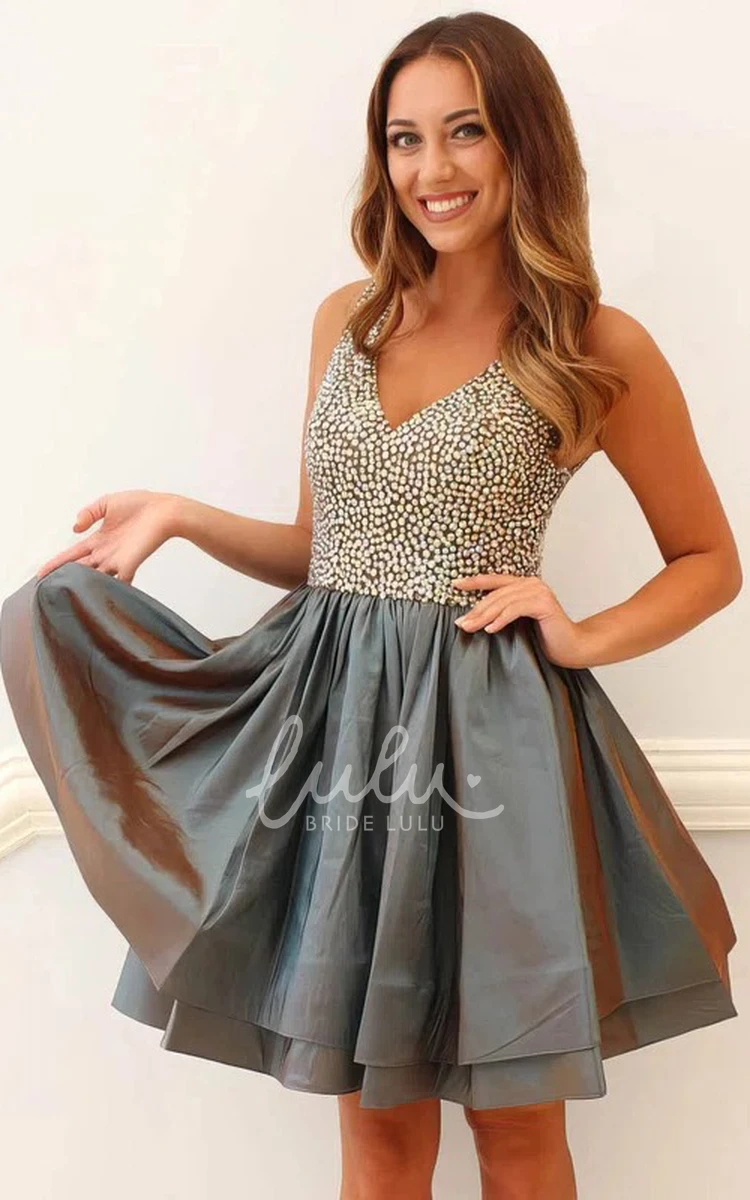 A Line Sequins Homecoming Dress with Open Back and Pleats Glamorous Sequin Homecoming Dress