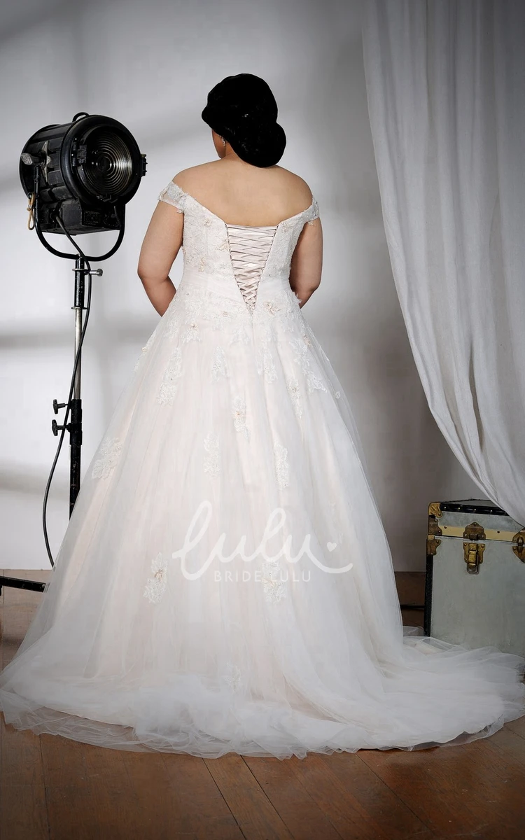 Off-The-Shoulder Tulle A-Line Wedding Dress With Beading and Appliques