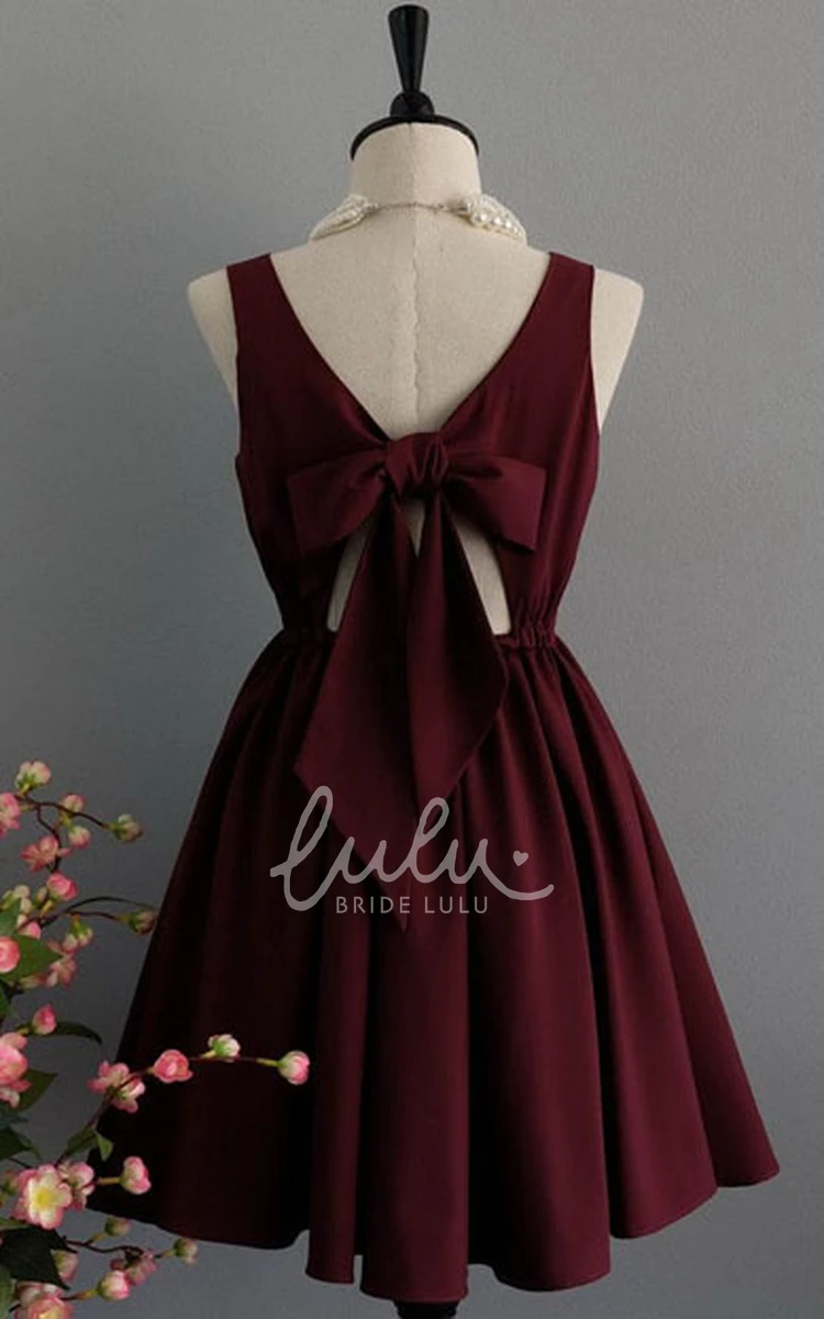 Sleeveless Satin A-line Formal Dress with Bow Sweet & Elegant