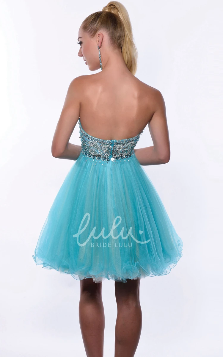 Shining Corset A-Line Tulle Homecoming Dress Mini Bridesmaid Dress