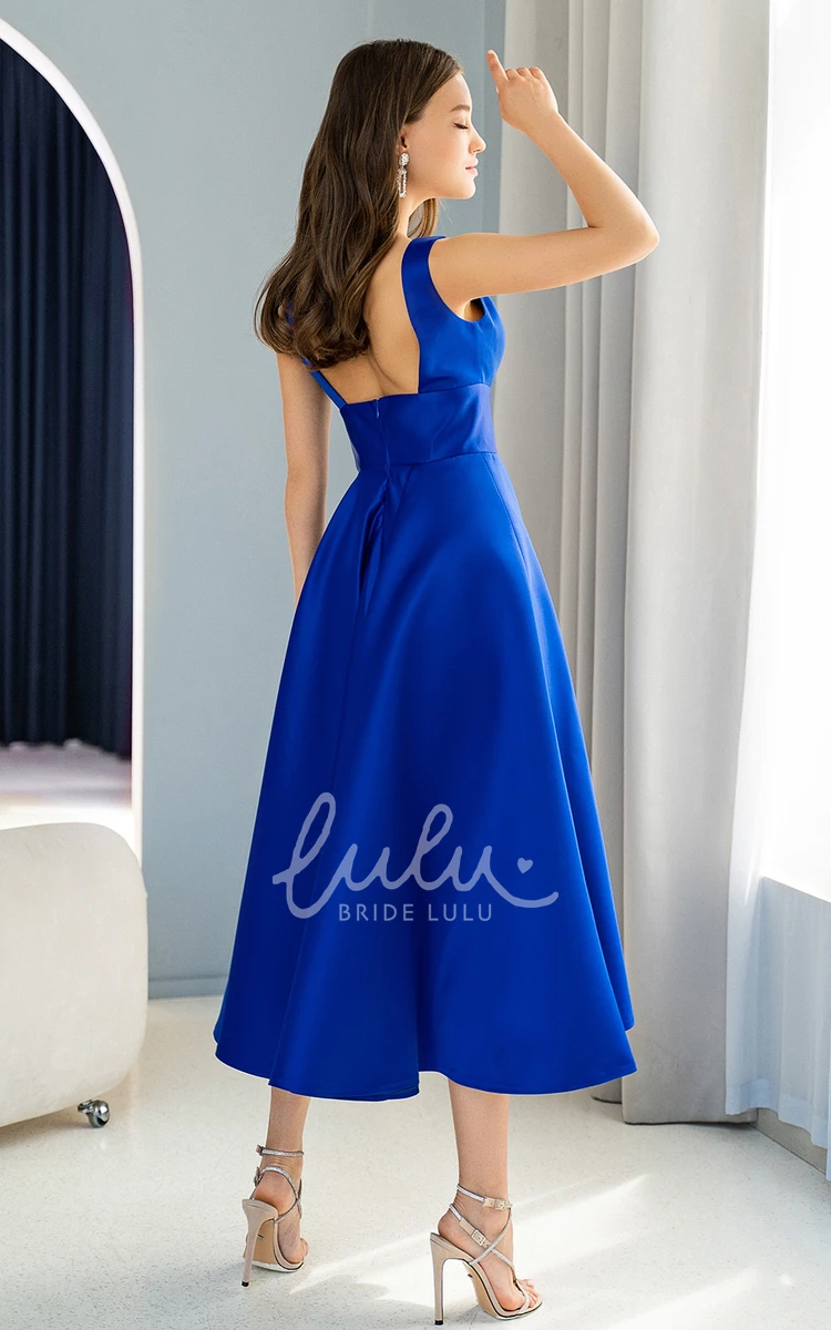Plunging Neck Satin A-line Prom Dress with Ruching Sexy & Flowy