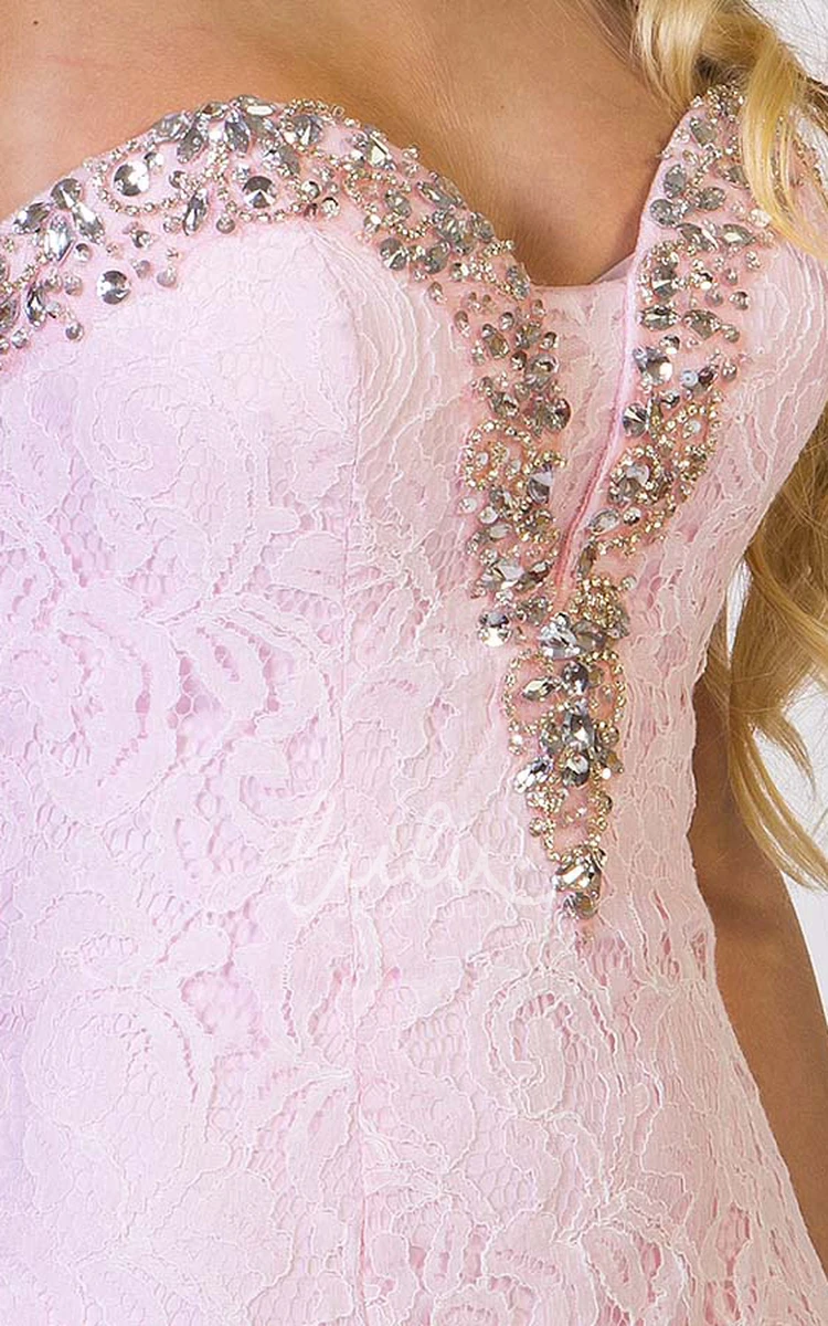 Beaded Lace Prom Dress A-Line Maxi Sleeveless Sweetheart