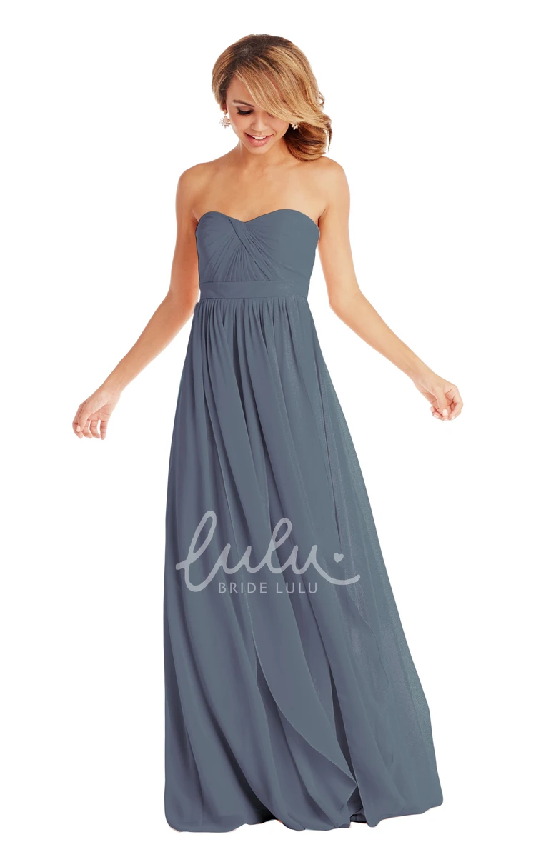 Sleeveless Sweetheart Ruched Chiffon Multi-Color Bridesmaid Dress with Pleats and Convertible Style