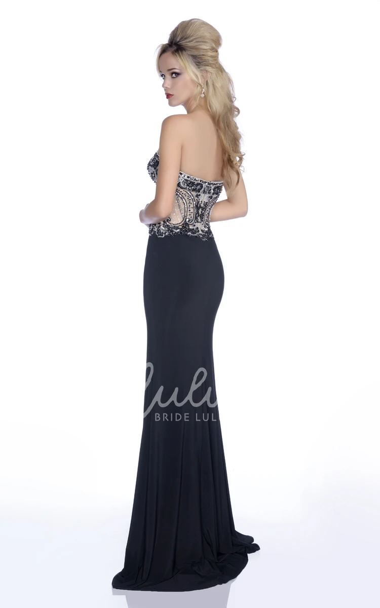 Sweetheart Sheath Formal Dress with Beaded Bodice and Side Slit